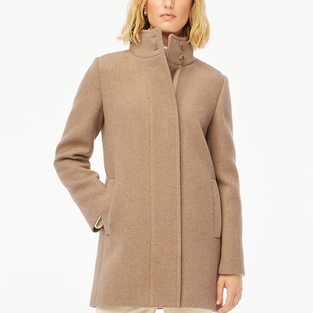 J. Crew city coat button neck zip front size 24 camel